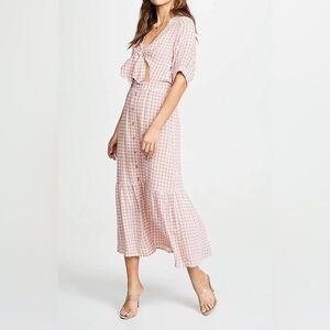 Faithfull the Brand Pink Gingham Midi Dress